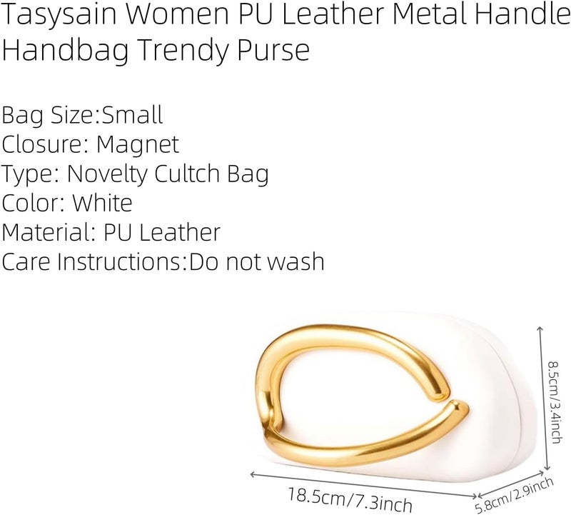Tasysain Women PU Leather Metal Handle Handbag Trendy Commuting Compact Stone Purse Hand-held Causal Shoulder Clutch Bag - Image 4